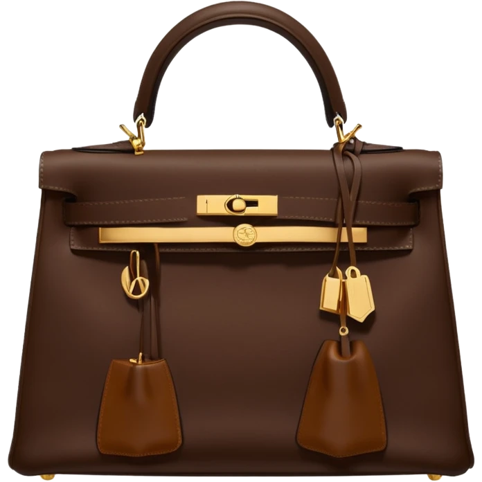 hermes kelly chocolate brown color bag  emoji