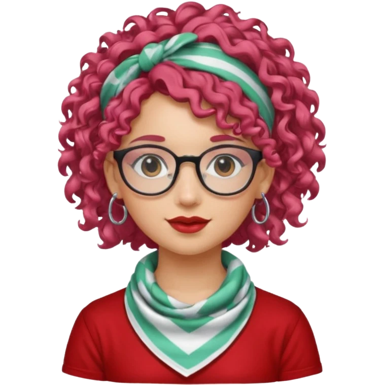 girl with curly  peppermint hair and bandana and glassess and earring emoji