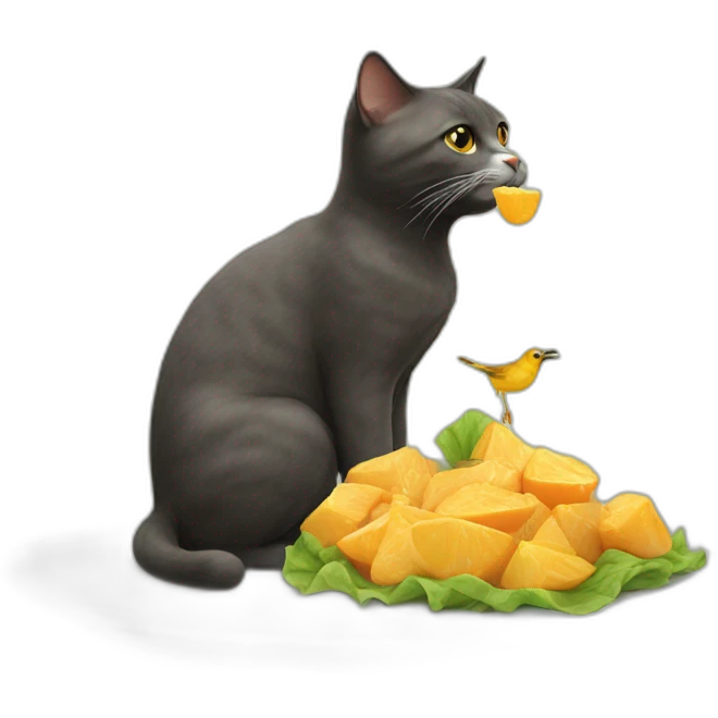 Cat eating bird emoji