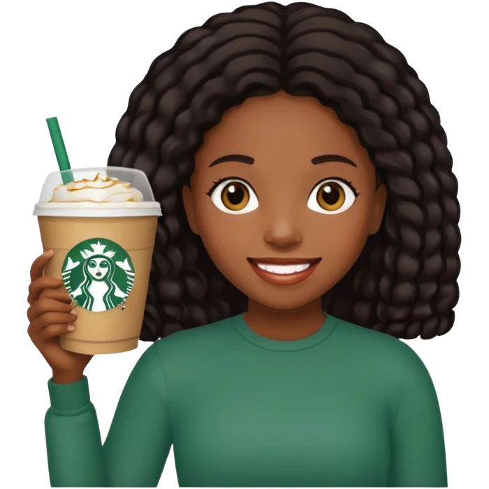 black girl with starbucks emoji