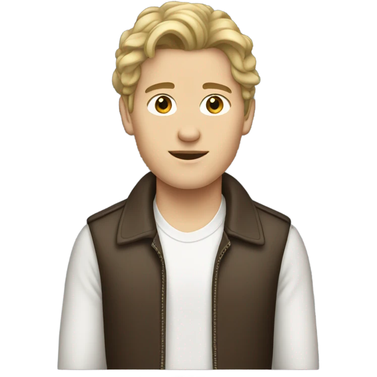 white boy with earrings and a brunette mullet emoji