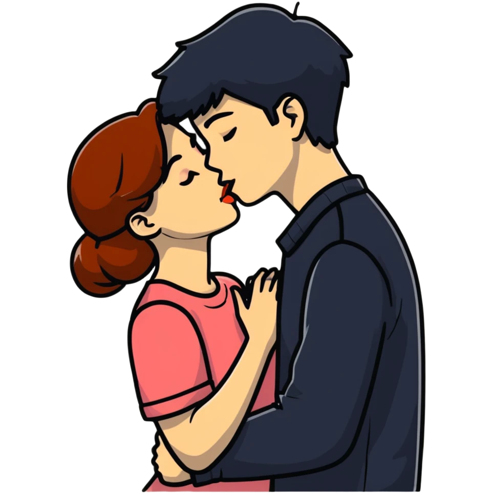 Girl kissing her boyfriend emoji