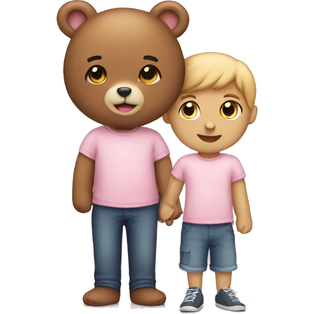 light pink teddy bear with a boy  emoji