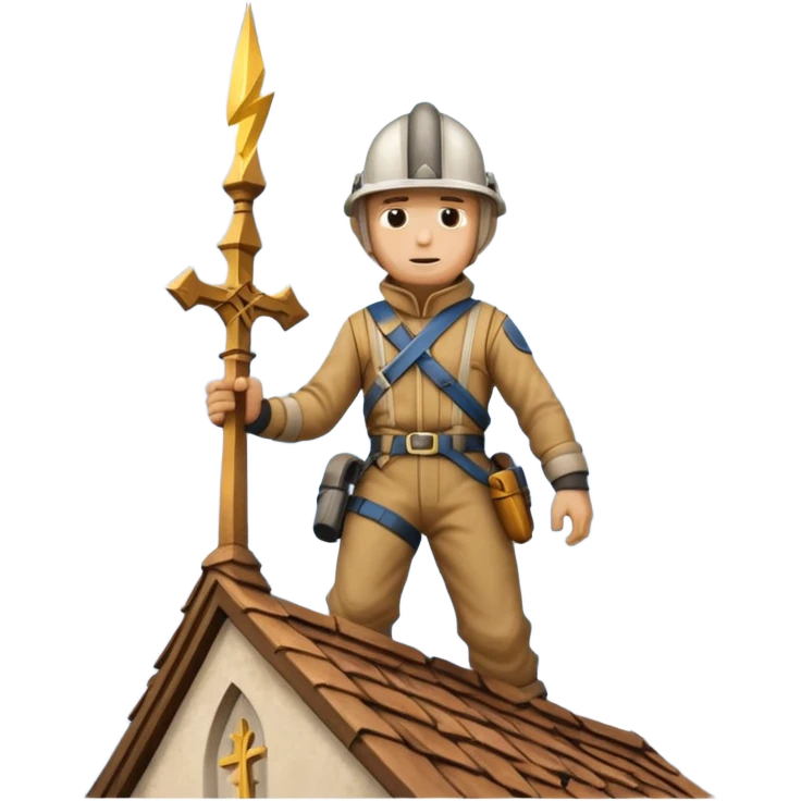 steeplejack man lightning strike on a church spire emoji