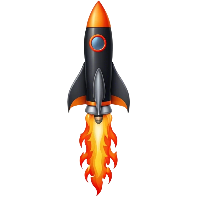 fine black rocket with fire color france emoji
