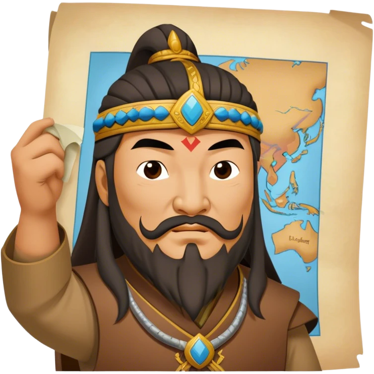 genghis khan holds a map emoji