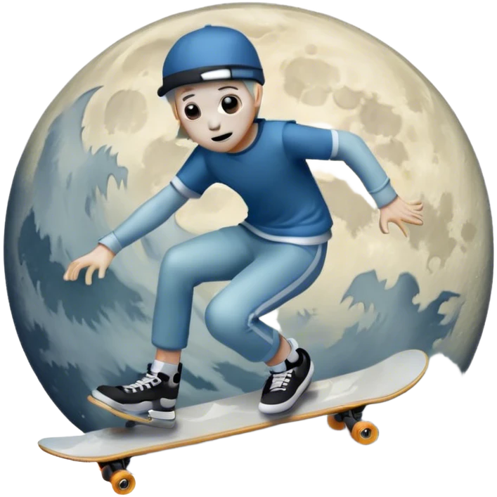  ghost skater boi sk8 boarding under a moon emoji