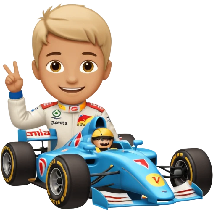 boy playing with formula 1 car emoji