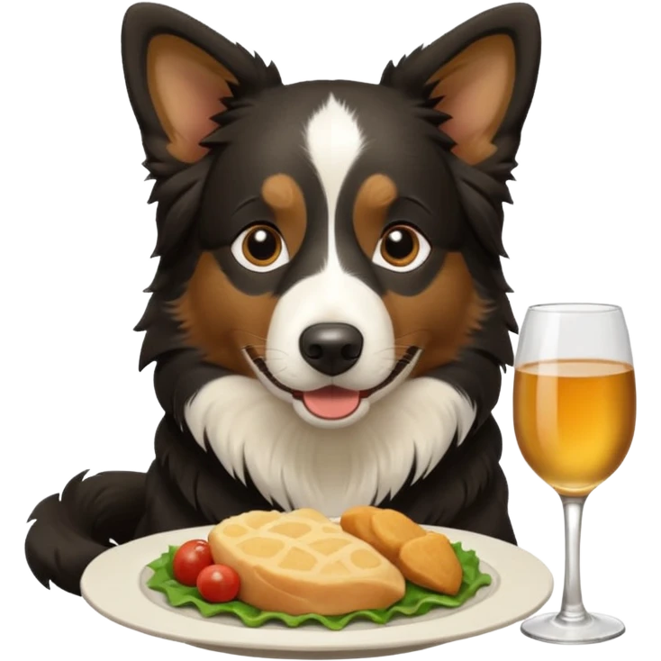 Border collie eating dinner emoji