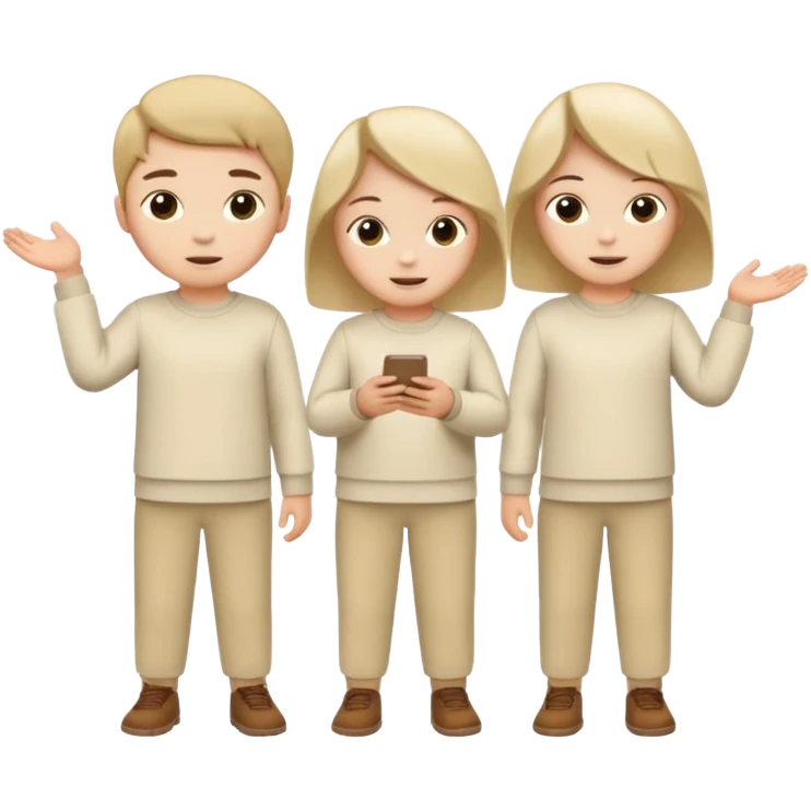 Chaos with children in beige and white clothes  emoji