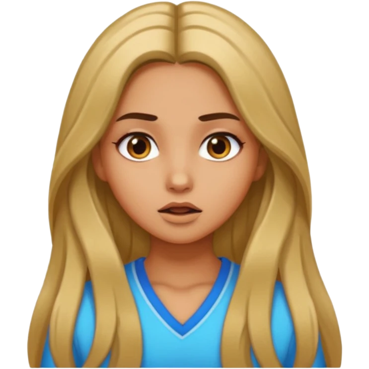 pretty long hair girl middle parted, amazed, good clothes, tanned, baddie, RELLY PREETY emoji