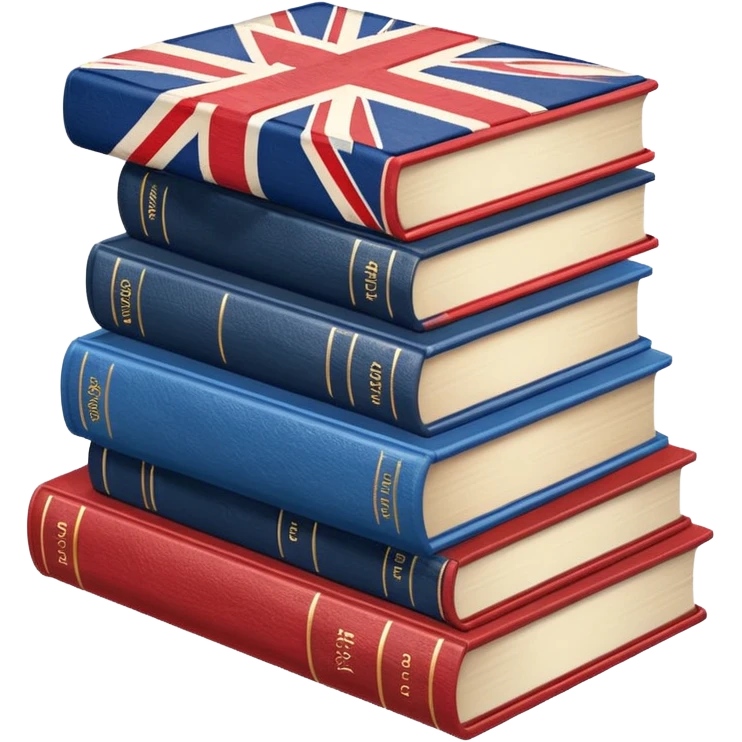 stack of books with the UK flag emoji