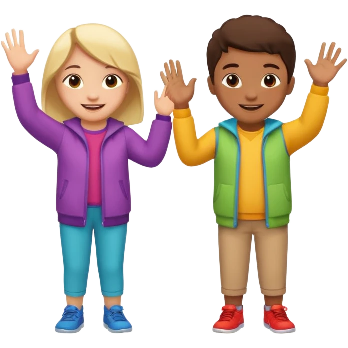 two kids high-fiving emoji