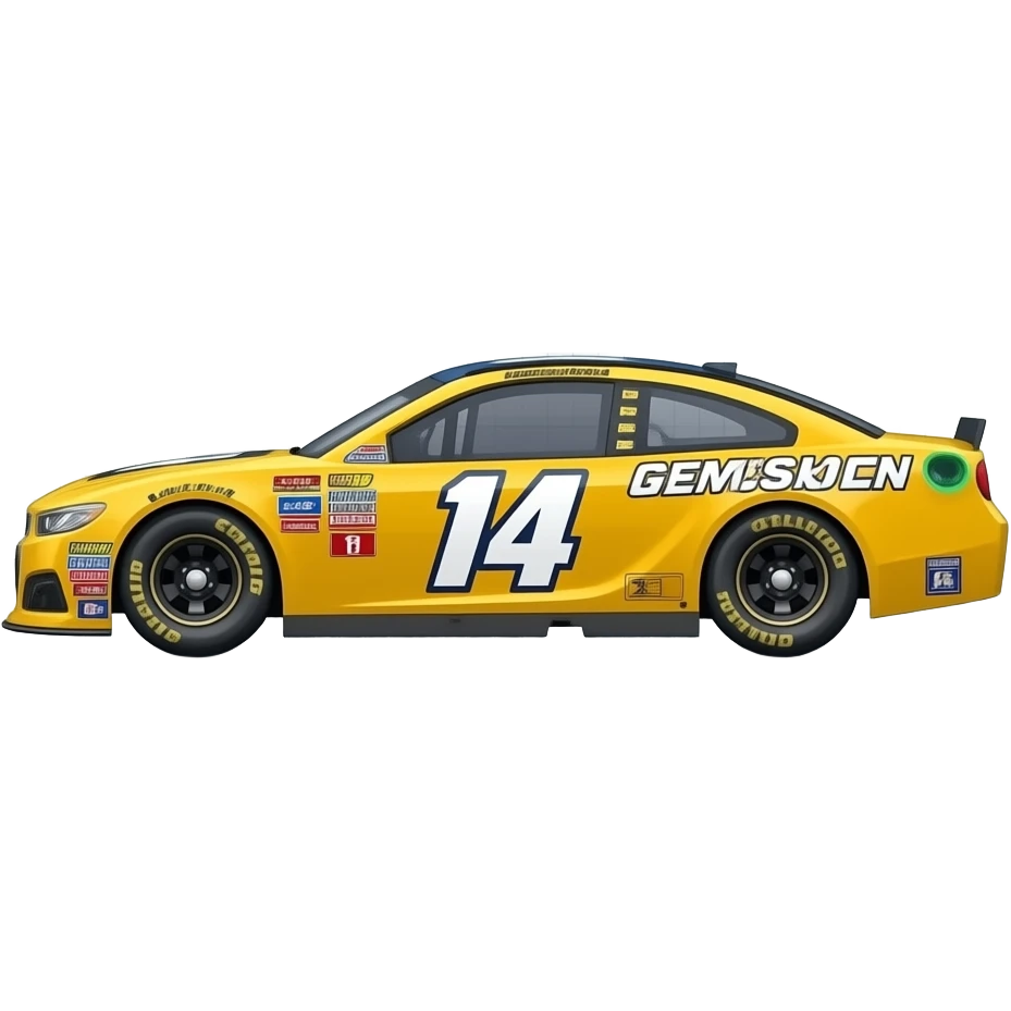 Yellow Stock car side view blueprint (nascar car) emoji