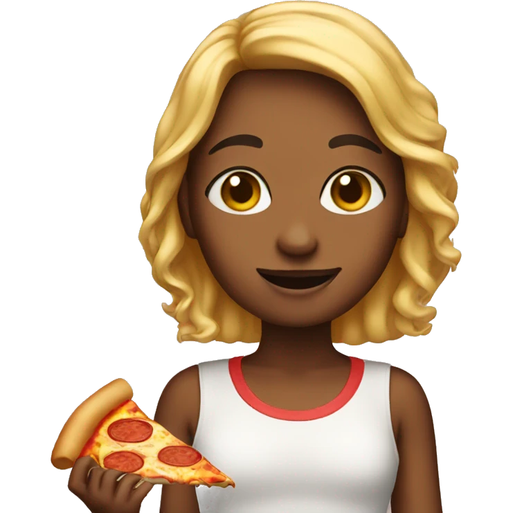 Girl with pizza emoji