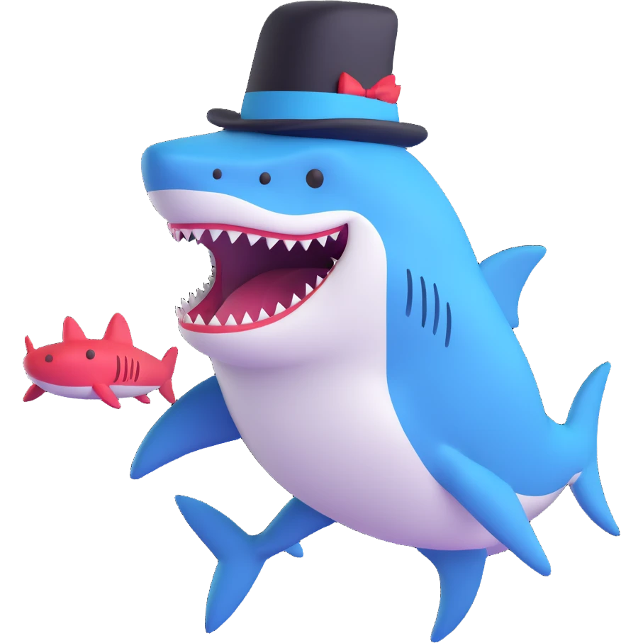 shark wearing a top hat emoji