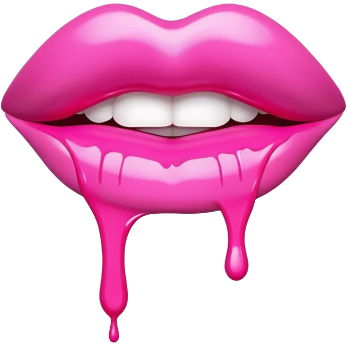  lip sculpture dripping pink paint emoji