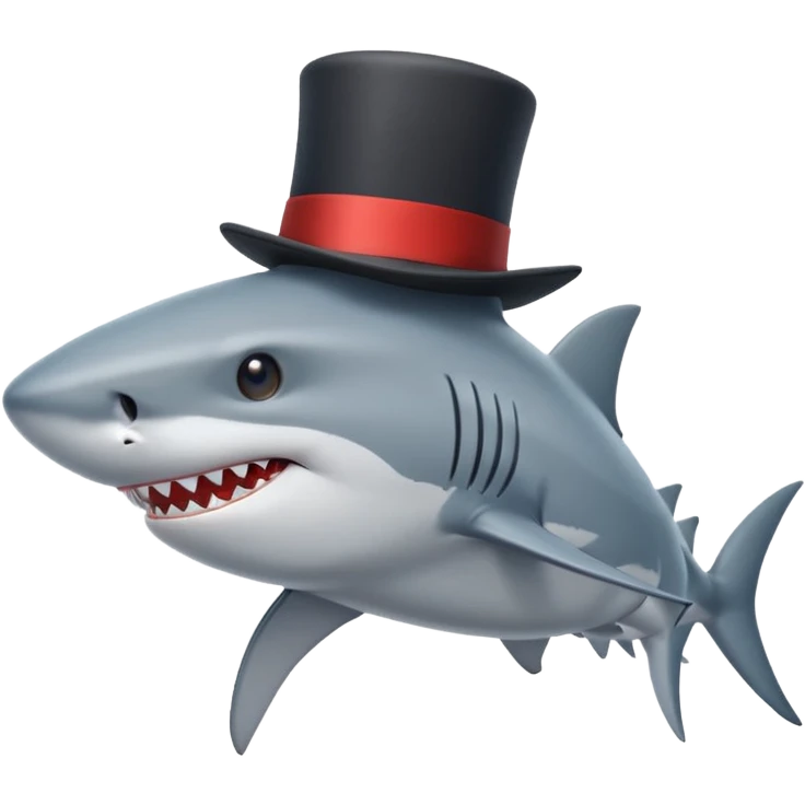 Shark with a top hat emoji