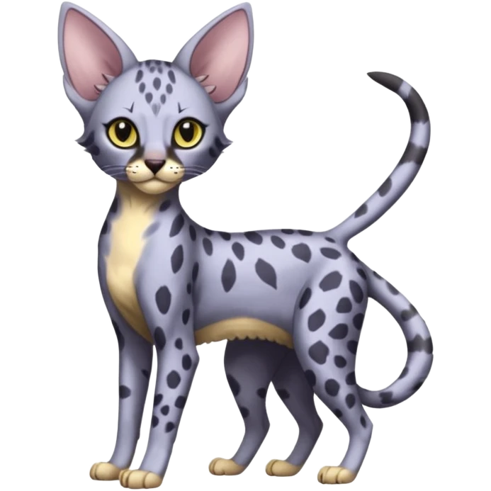 Liepard-Purrloin-Lykoi-Sphynx-Serval-fusion-Hybrid, full body emoji