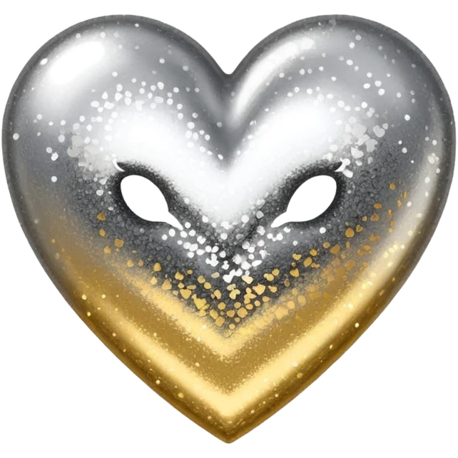 glitter heart, metallic gold to silver ombre emoji