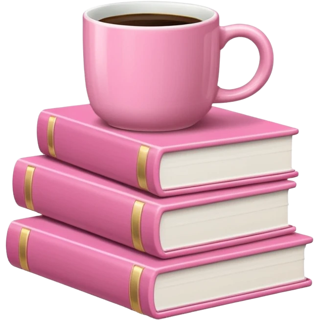 Pink Books and Cute Coffee  emoji