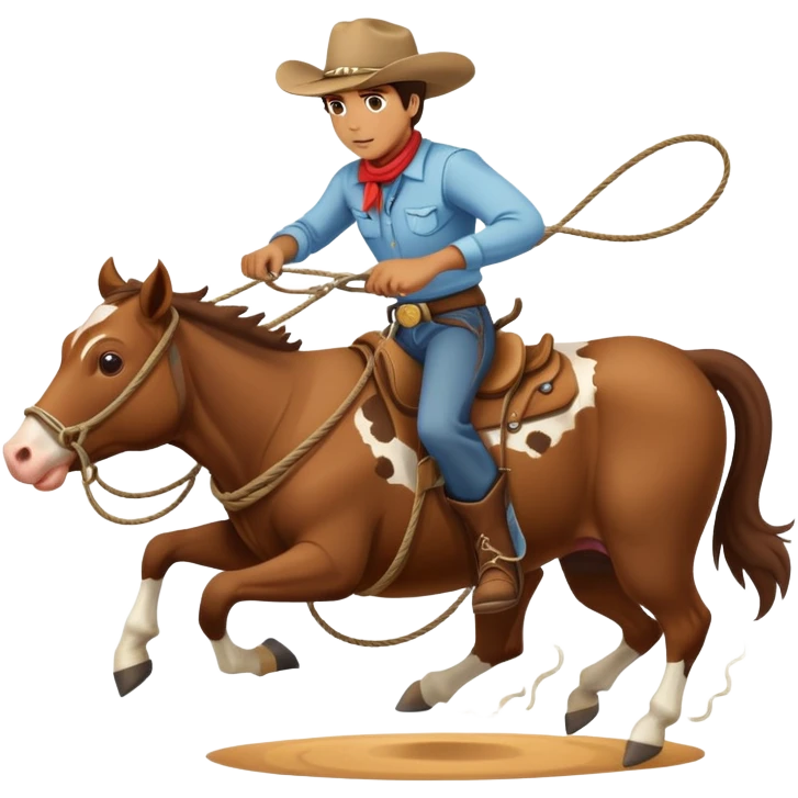Man on horse roping a cow emoji