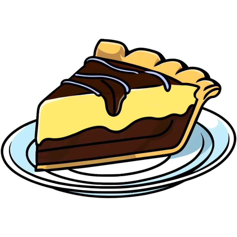 piece of pie drizzled in chocolate emoji