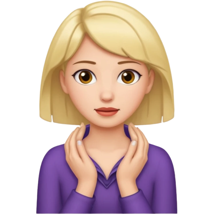 Nena, aguantándose el cuello con dos manos ￼ emoji