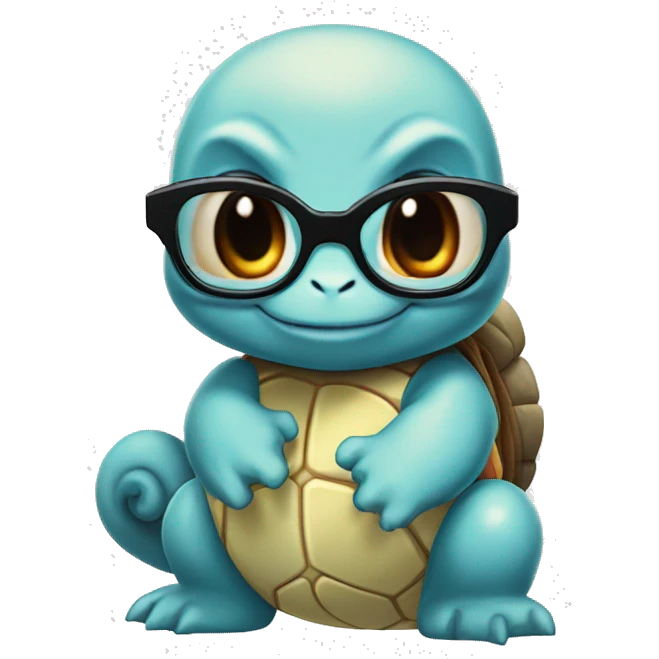 Squirtle with glasses from Pokemon emoji