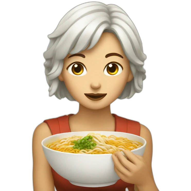 Golden woman eating ramen emoji