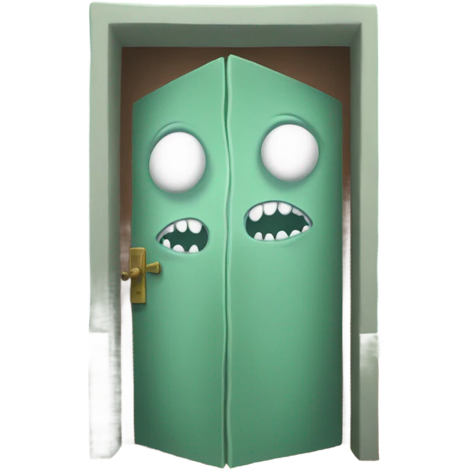a room with tentacles, an open door inside that door is teeth on the left and right emoji