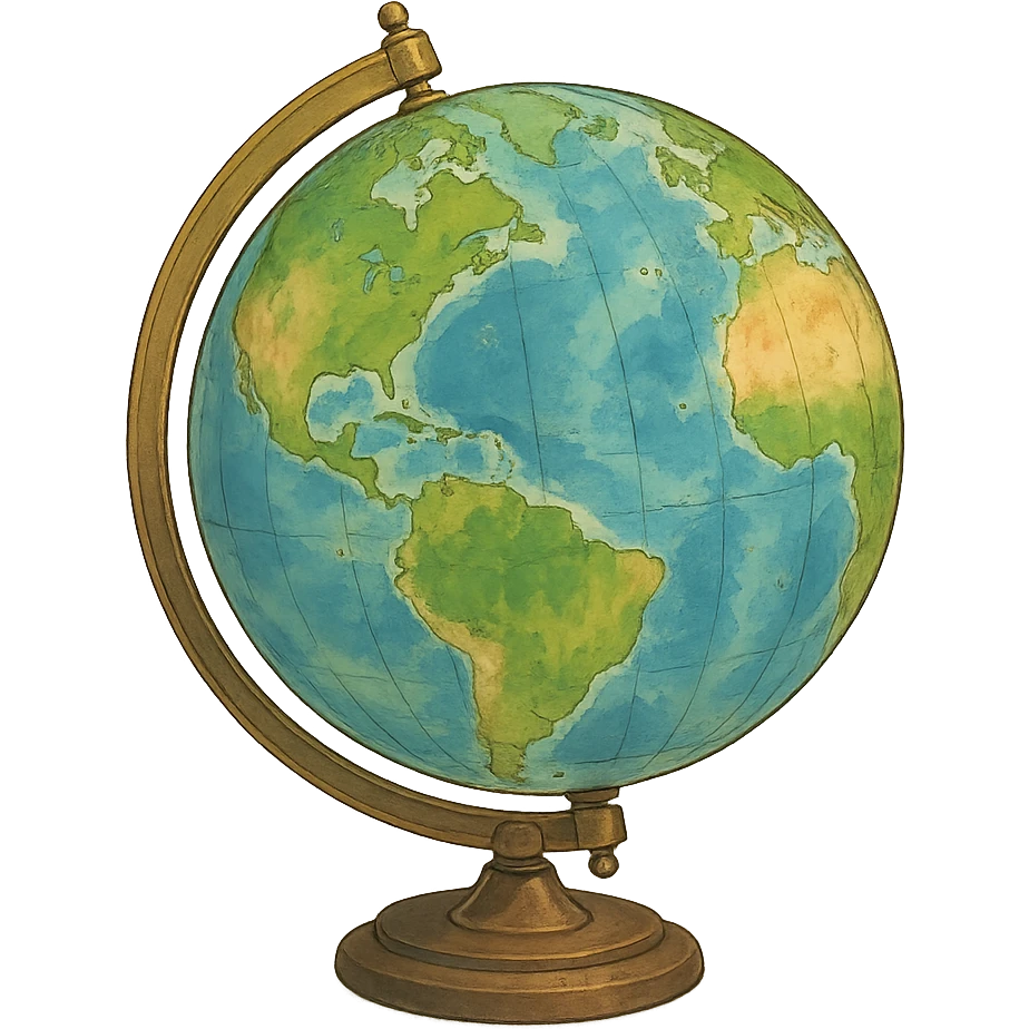 ghibli style illustration of a globe emoji