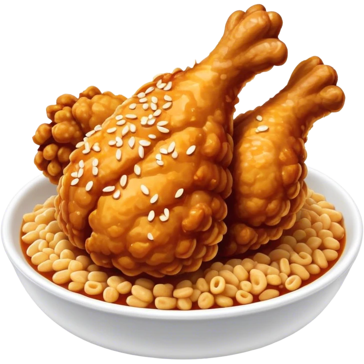 Cinematic Realistic Korean Fried Chicken Dish Emoji, depicted as crispy, golden-fried chicken glazed in a tangy sauce rendered with detailed textures and vibrant, dynamic lighting. emoji