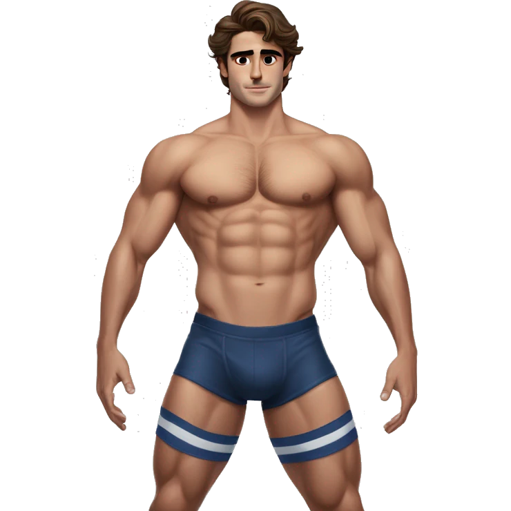 Jacob Elordi in a jock, backwards view, stretching glutes emoji