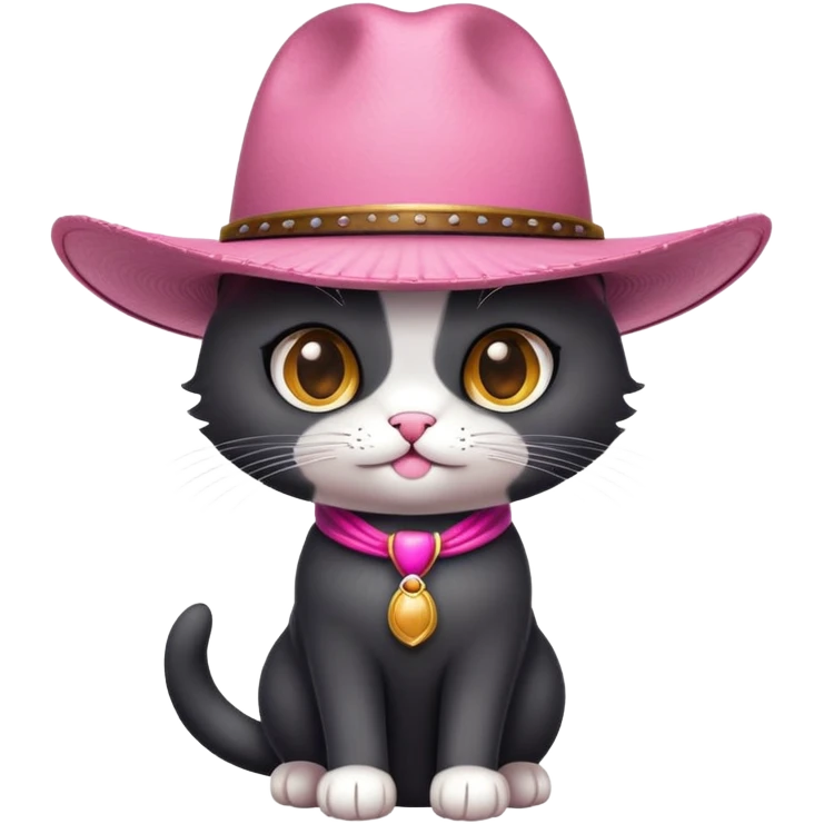gato negro con un sombrero vaquero rosa  emoji