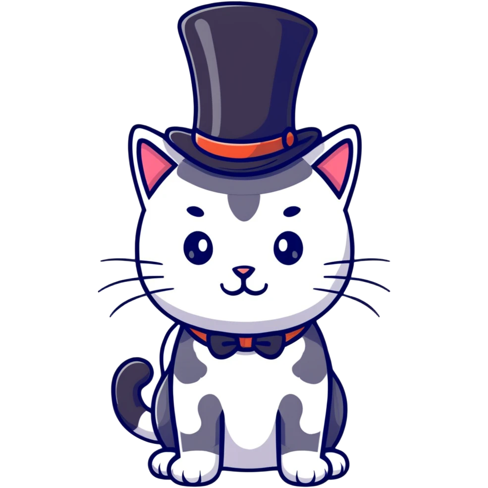 A cat elegant wearing top hat  emoji