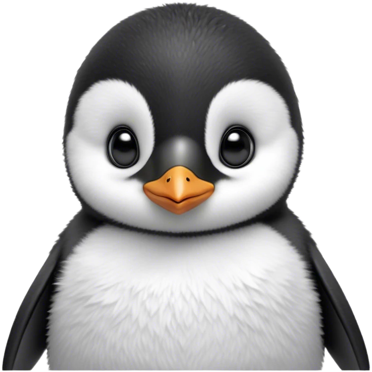 Cinematic Noble Baby Penguin Portrait Emoji, Poised with an air of innocent regality, featuring soft, downy feathers in crisp black and white and wide, soulful eyes, Simplified yet sharp and sophisticated features, highly detailed, glowing with a gentle, dignified polar glow, high shine, intelligent and charming, stylized with an air of cherubic majesty, focused and attentive, soft glowing outline, capturing the essence of a tiny arctic noble that feels as though it could waddle out of the screen with effortless authority! emoji