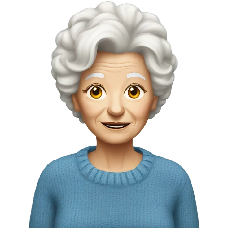 an elderly white woman with a fluffy hairstyle wearing a blue sweater emoji