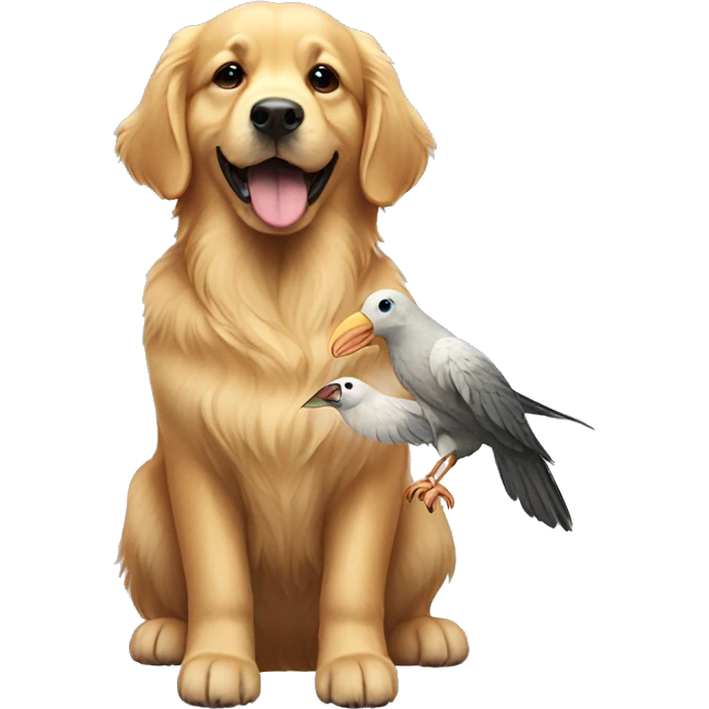 Golden retriever carrying a bird  emoji
