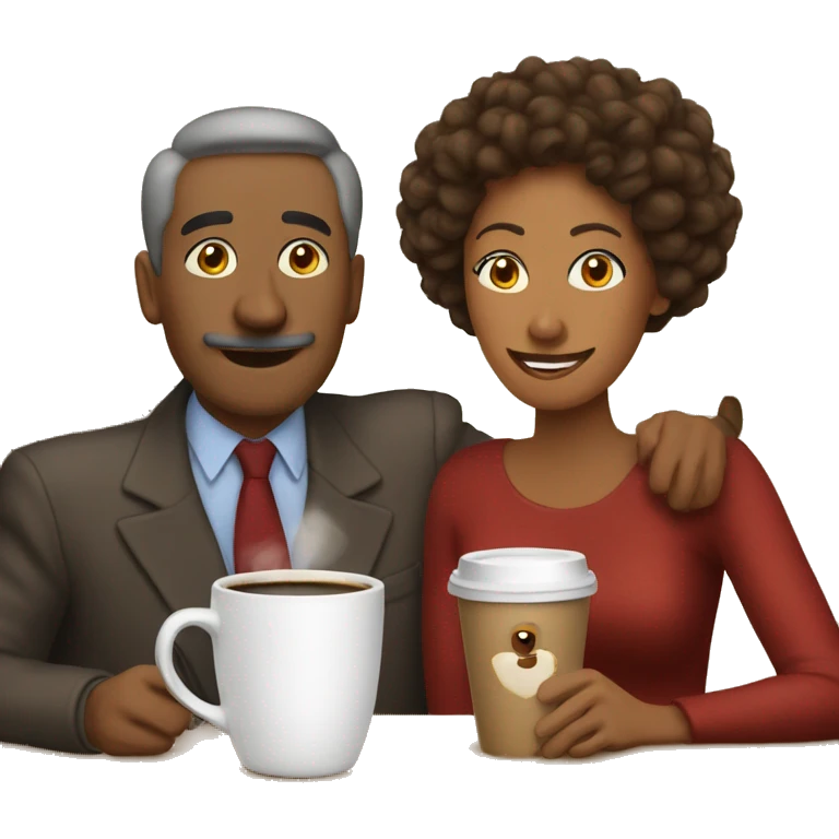 Brown mom tan dad drinking coffee on christmas emoji