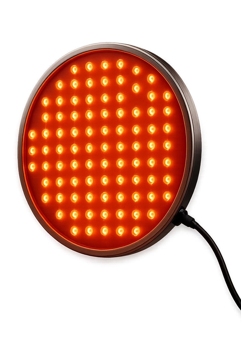 luce rossa led rotonda fluttua in aria, iperrealistica 4k emoji