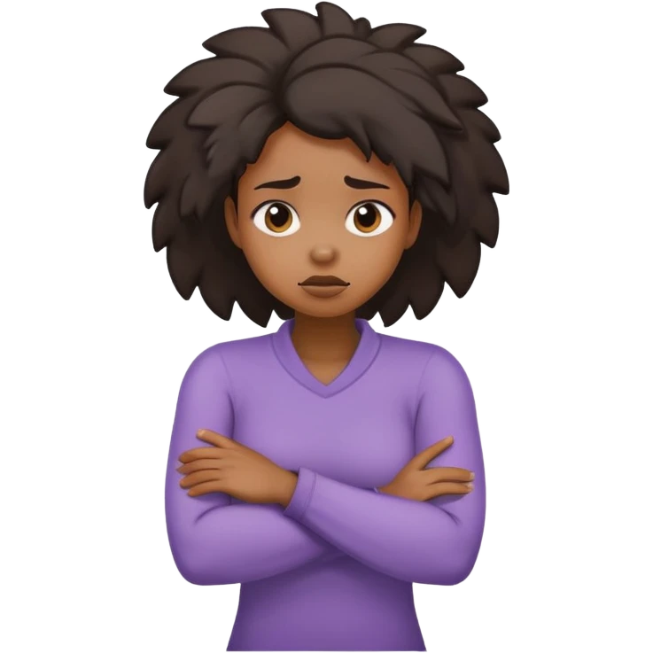 black girl arms crossed holding neck looking stressed crashing out emoji