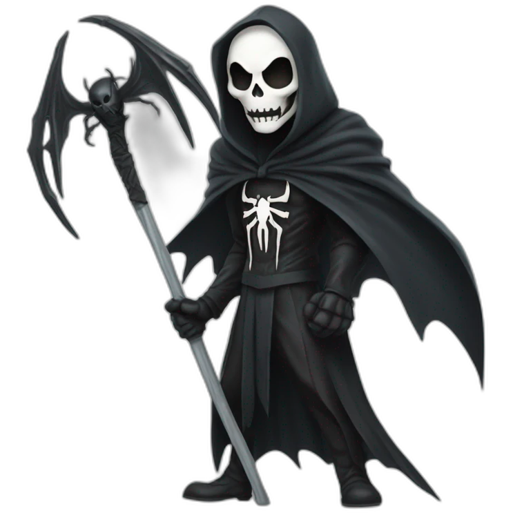 Grim reaper as Spider-Man with a scythe emoji
