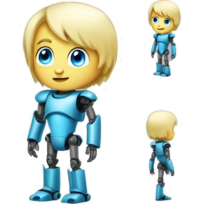 blonde &blue eyes boy robot full body emoji