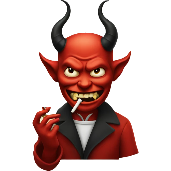 The devil smoking a cigarette emoji