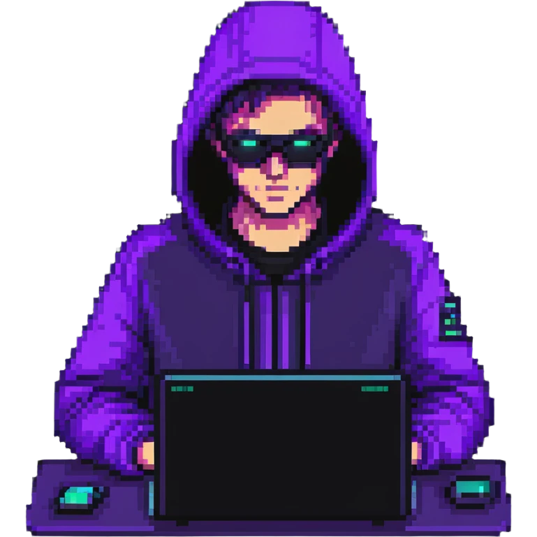 hacker with glowing purple laptop emoji