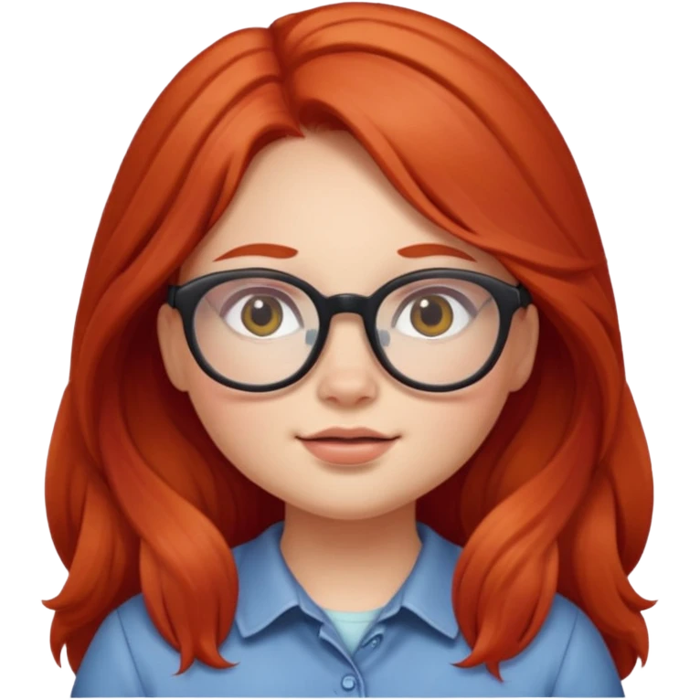 girl with chubby cheeks, long red hair, and glasses emoji