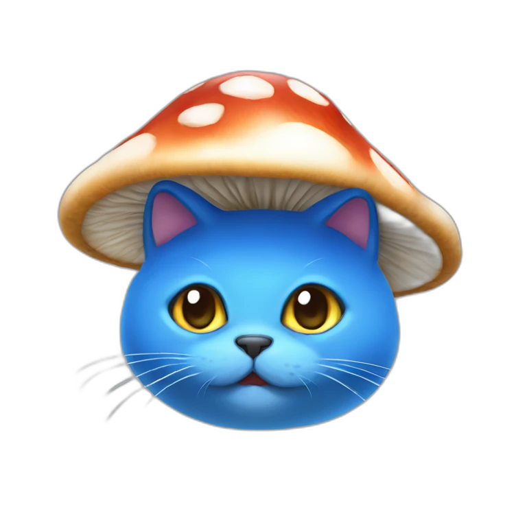 Blue cat mushroom hat emoji