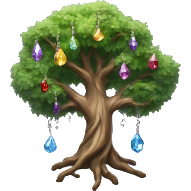 Spiritual tree with crystals hanging in it emoji