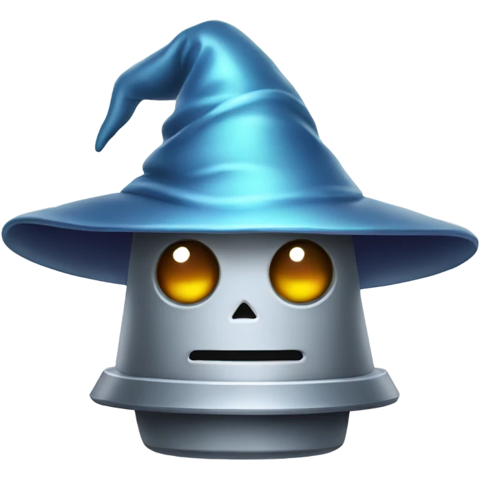 cute robot in a wizard's hat emoji